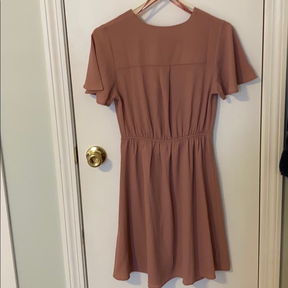 Dusty pink wrap flutter sleeve dress tie small NWT - Picture 7 of 9